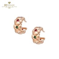 Fabergé Treillage Brushed Rose Gold Multi Colored Gemstone Huggie Hoop Earrings 