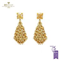 Yellow Gold Radiant & Mix Cut Fancy Yellow Diamond Earrings - 5.83ct