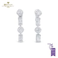 White Gold Mixed Cut Diamond Earrings - 4.92 ct