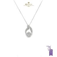 White Gold Tear Drop Brilliant Cut Diamond Pendant - 0.46ct