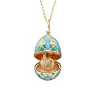 Heritage Yellow Gold Diamond & Turquoise Guilloché Enamel Hen Surprise Locket