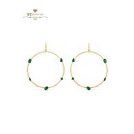 House Of Meraki Cailey Hoops -Yellow Gold Mix Cut Emerald & Diamond - 4.61ct