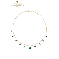 House Of Meraki Yellow Gold Vania Natural Zambian Emeralds Necklace - 4.71ct