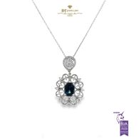 White Gold Oval Cut Sapphire & Diamond Pendant - 2.38ct