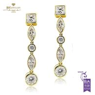 Yellow Gold Mixed Cut Diamond Earrings - 7.00ct 