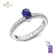 Fabergé Colours of Love White Gold Blue Sapphire Fluted Ring with Diamond Shoulders