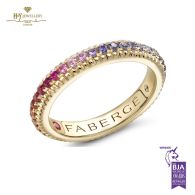 Fabergé Colours of Love Yellow Gold Rainbow Multicoloured Gemstone Fluted Eternity Ring  