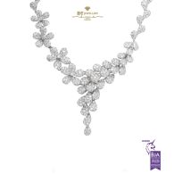 White Gold Brilliant Cut Diamond Pear Design Lily of The Valley Necklace - 13.56ct