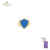 Armour  Enamel Pinkie Ring  Yellow Gold (Blue)- 0.12ct