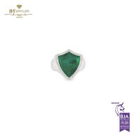 Armour Enamel Pinkie Ring White Gold (Green) - 0.12ct