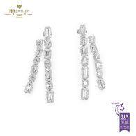 White Gold Baguette & Brilliant Cut Diamond Earrings - 8.67ct