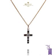 Yellow Gold Brilliant Cut Diamond Garnet Cross Pendant - 2.00 ct