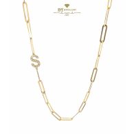 Initial Paper Clip Necklace Yellow Gold - 0.17ct