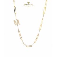 Initial Paper Clip Necklace Yellow Gold - 0.24ct
