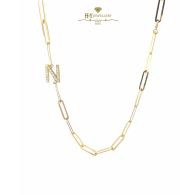 Initial Paper Clip Necklace Yellow Gold - 0.18ct