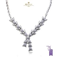 White Gold Brilliant Cut Diamond Tulip Shape Necklace - 3.80ct