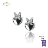 White Gold Brilliant Cut Diamond Heart Stud Earrings - 0.69 ct