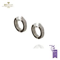 White Gold Brilliant Cut Cognac & Colorless Diamond Earrings - 3.94 ct