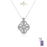 White Gold Mix Cut Diamond Flower Pendant - 1.31ct