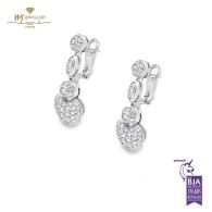 White Gold Heart Pave Brilliant Cut Diamond Earrings - 1.90ct