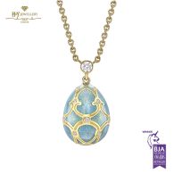 Fabergé Heritage Yellow Gold Diamond & Turquoise Guilloché Enamel Petite Egg Pendant Heritage