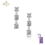 White Gold Triple Brilliant Cut Diamond Earrings - 0.69ct