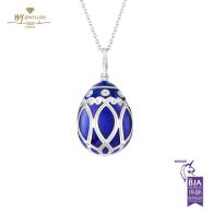 Fabergé Heritage Palais White Gold Diamond & Royal Blue Guilloché Enamel Egg Pendant