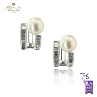 White Gold Pearls & Diamond Earrings - 0.91ct