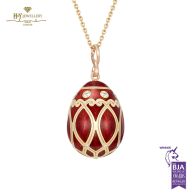 Fabergé Heritage Palais Rose Gold Diamond & Red Guilloché Enamel Egg Pendant