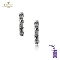 White Gold Princess Cut Diamonds Hoop Earrings - 1.02ct