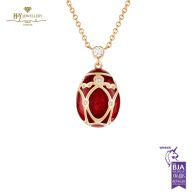 Fabergé Heritage Palais Rose Gold Diamond & Red Guilloché Enamel Petite Egg Pendant