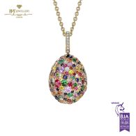 Fabergé Emotion Yellow Gold Multicoloured Gemstone Egg Pendant