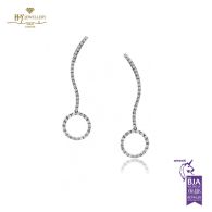 White Diamond Brilliant Cut Diamond Drop Circle Earrings - 0.90 ct