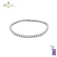 White Gold Round Cut Diamond Tennis Bracelet - 3.68ct