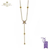 Yellow Gold Brilliant Cut Diamond Flower Droplet Necklace - 0.29 ct 