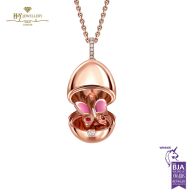 Fabergé Essence Rose Gold Ruby & Pink Lacquer Butterfly Surprise Locket