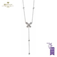 White Gold Brilliant Cut Diamond Butterfly Droplet Necklace - 0.29 ct