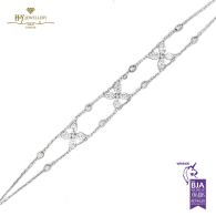 White Gold Flower Design Marquise Cut Diamond Bracelet - 0.86ct