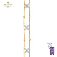 Yellow Gold Flower Design Marquise Cut Diamond Bracelet - 1.11ct