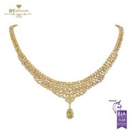 Yellow Gold Pear Cut Fancy Diamond & Mix Cut Yellow Diamond Necklace - 48.80ct