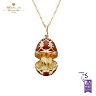 Fabergé Heritage Yellow Gold Diamond & Red Guilloché Enamel Year Of The Horse Surprise Locket