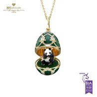 Fabergé Heritage Yellow Gold Diamond & Green Guilloché Enamel Panda Surprise Locket