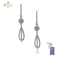 White Gold Brilliant Cut Diamond Drop Earrings - 0.88ct