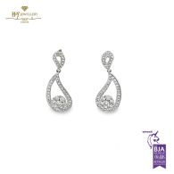 White Gold Tear Drops Design Brilliant Cut Diamond Earrings - 0.72ct