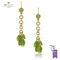 Yellow Gold Pear Cut Peridot Drop Earrings