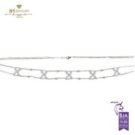 White Gold Flower Design Marquise Cut Diamond Choker - 1.85ct