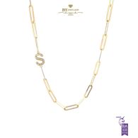 Initial Paper Clip Necklace Yellow Gold - 0.17ct