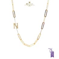 Initial Paper Clip Necklace Yellow Gold - 0.18ct