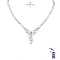 White Gold Classic Mix Cut Butterfly Design Diamond Necklace - 24.30ct