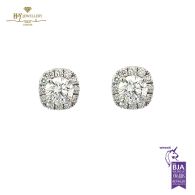 White Gold Brilliant Cut & Pave Diamond Earrings - 1.34ct